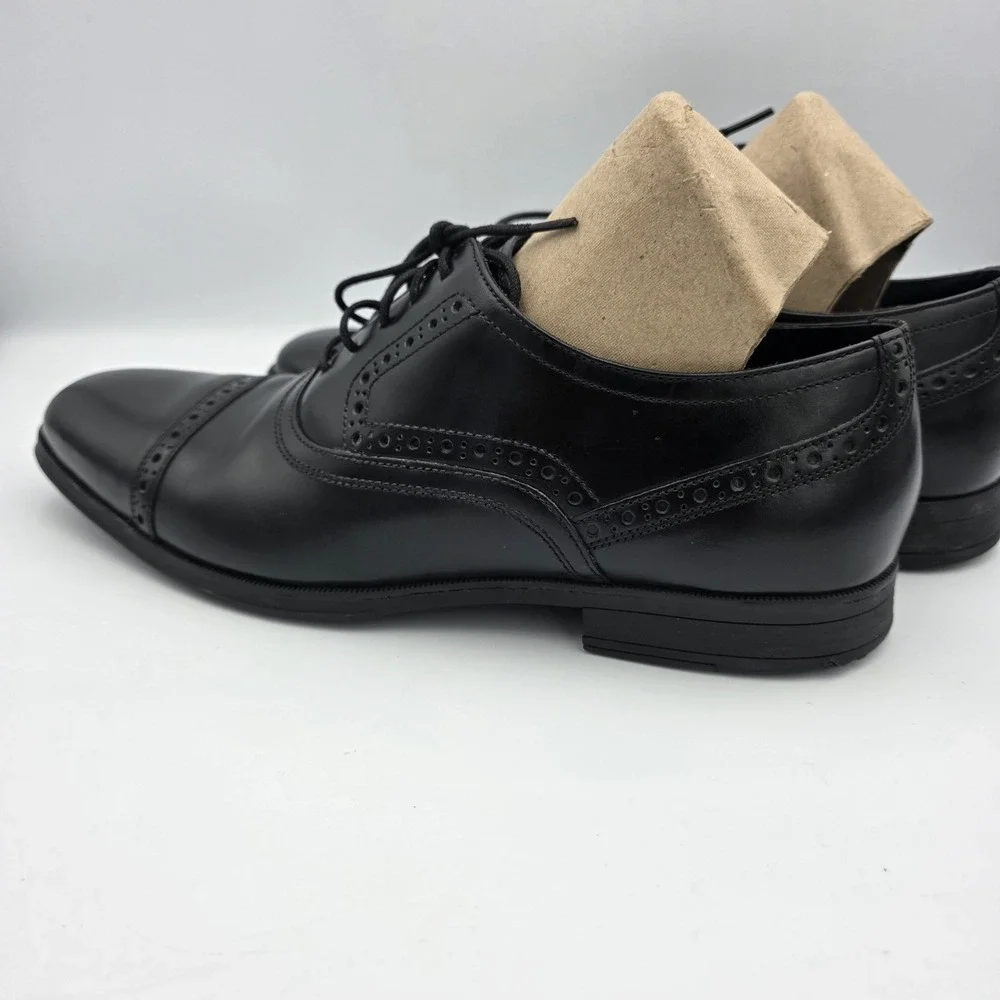 Cole Haan C20225 Shoes Men 8.5 M Black Leather Signature Grand OS Captoe LaceUp